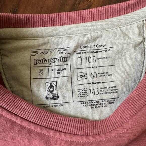PATAGONIA Solar Rays 73 Uprisal Crew Sweatshirt Dusty Rose Pullover - Picture 6 of 9